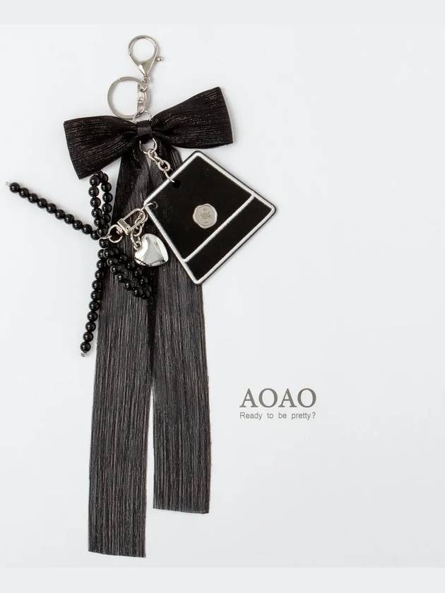 Ribbon charm key holder black - AOAO - BALAAN 2