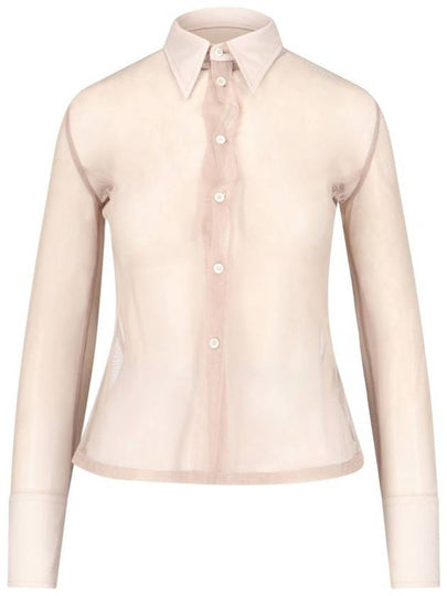 See Through Cotton Long Sleeved Shirt Beige - MAISON MARGIELA - BALAAN 2