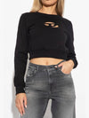 F Slimmy Cutout Logo Crop Sweatshirt Black - DIESEL - BALAAN 2