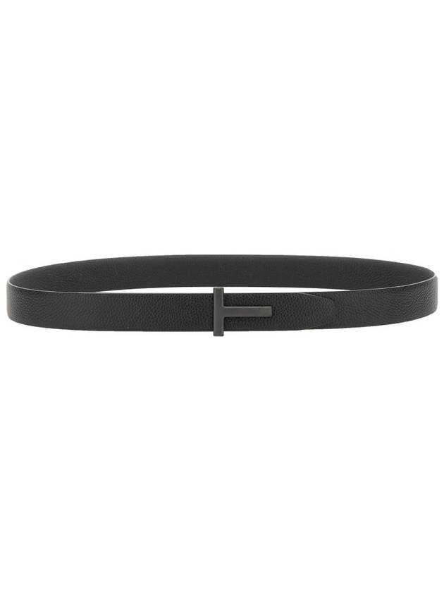 Black Reversible Leather Belt Black - TOM FORD - BALAAN 4