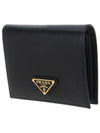 Vitello Triangular Logo Half Wallet Black - PRADA - BALAAN 3