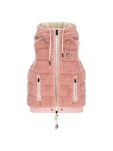 Grenoble Padded Teddy Zip-Up Vest Pink - MONCLER - BALAAN 1