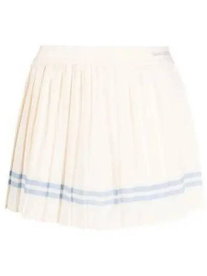 Serif Logo Stripe Detail Pleated Skirt Beige - SPORTY & RICH - BALAAN 2