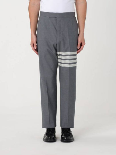 Diagonal Plain Weave Classic Wool Slacks Medium Grey - THOM BROWNE - BALAAN 2