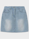 Damaged striped denim mini skirt light blue - NOIRER FOR WOMEN - BALAAN 3