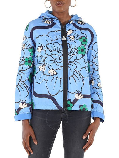 Lil Macro Floral Print Hooded Jacket Blue - MONCLER - BALAAN 2