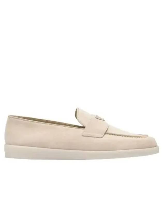 Triangle Logo Suede Loafers Beige - PRADA - BALAAN 3