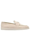 Triangle Logo Suede Loafers Beige - PRADA - BALAAN 2