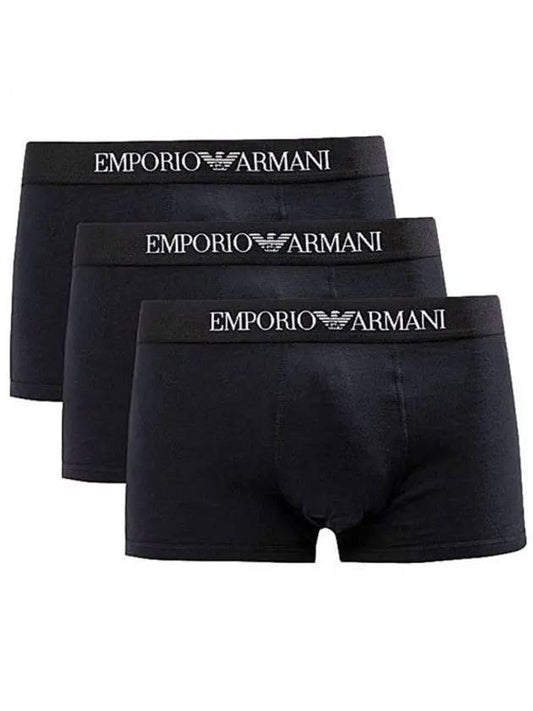 Men's Logo Pure Cotton Briefs 3 Pack Black - EMPORIO ARMANI - BALAAN.