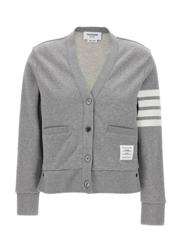 4-Bar Loopback Jersey Cardigan Light Grey - THOM BROWNE - BALAAN 3