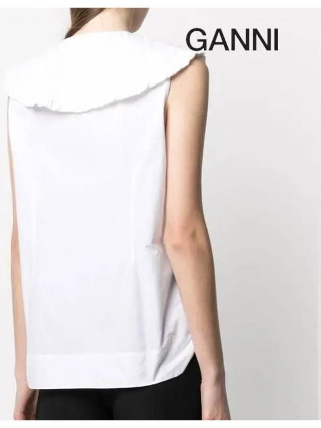 Ruffle Collar Button Sleeveless Shirt White - GANNI - BALAAN 8