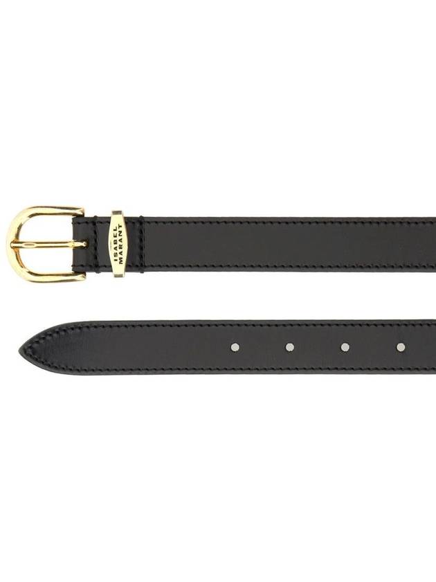 Engraved Logo Belt Black - ISABEL MARANT - BALAAN 4