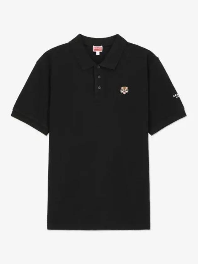 Lucky Tiger Embroidered Polo Shirt Black - KENZO - BALAAN 2