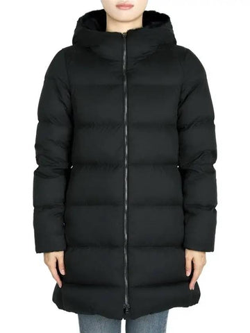 Women s Fiumino Down Long Padded Jacket Black PI001948D 12414Z 9300 - HERNO - BALAAN 1