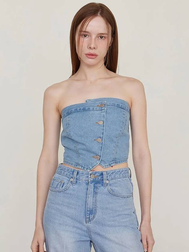 Louis bustier denim top light blue - LESEIZIEME - BALAAN 1