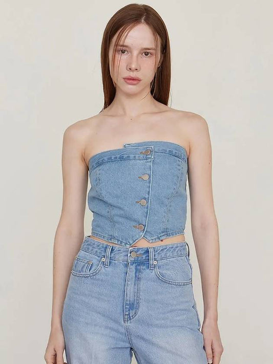 Louis Denim Bustier Top Light Blue - LESEIZIEME - BALAAN 1