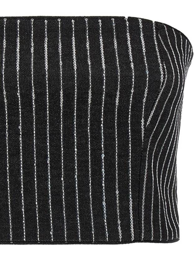 Rotate Birger Christensen Sequin Pinstripe Crop Top - ROTATE - BALAAN 3