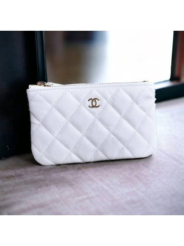 Classic Mini Pouch Caviar White Gold A82365 - CHANEL - BALAAN 1