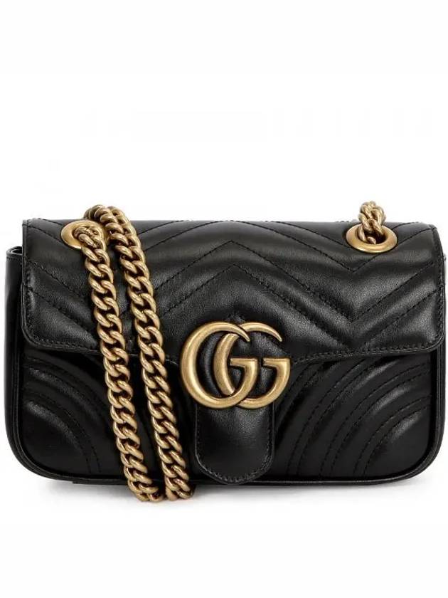 GG Marmont Matelasse Gold Chain Mini Cross Bag Black - GUCCI - BALAAN 2