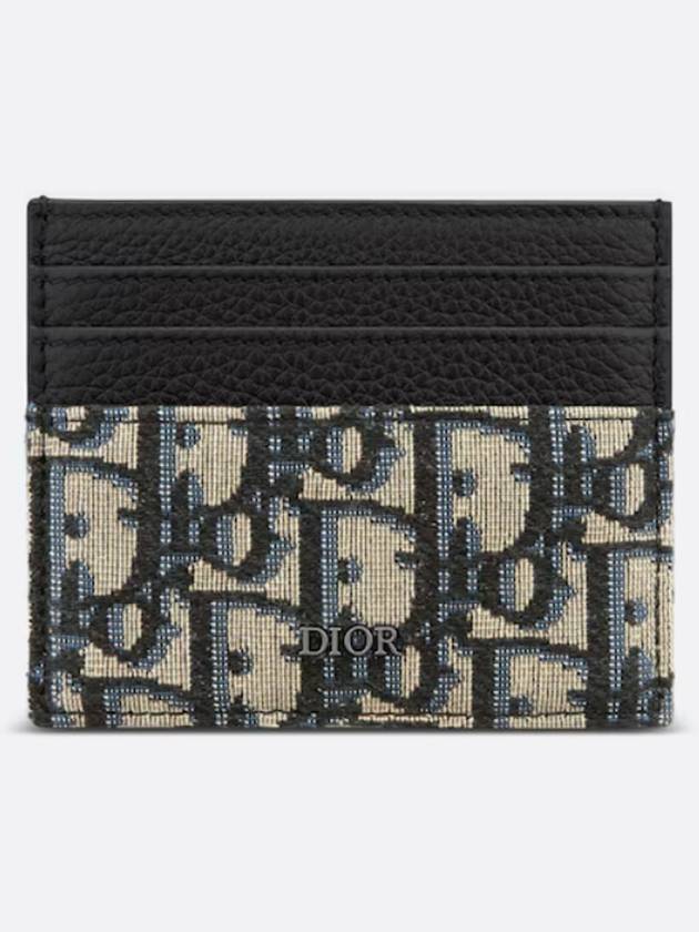 Oblique Jacquard Grained Leather Card Wallet Black - DIOR - BALAAN 4