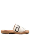 Woody Logo Flat Mule Slippers White - CHLOE - BALAAN 2