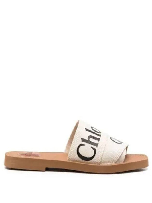 Woody Logo Flat Mule Slippers White - CHLOE - BALAAN 2