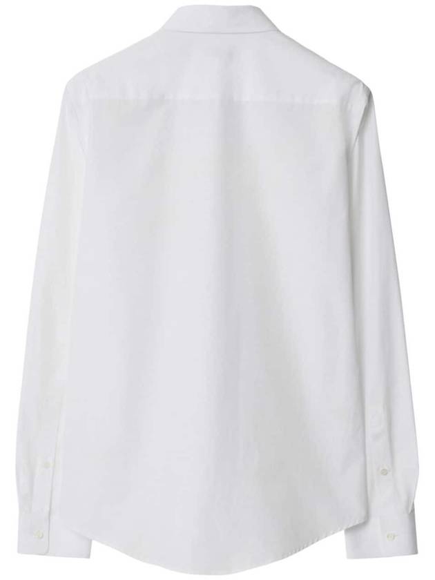 Embroidered Logo Cotton Long Sleeve Shirt White - BURBERRY - BALAAN 6