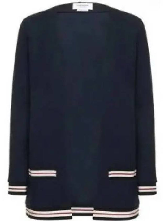 Cricket Stripe Lightweight Textured Cotton V-Neck Cardigan Navy - THOM BROWNE - BALAAN 2