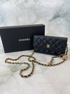 Gold logo lambskin cross bag black - CHANEL - BALAAN 2