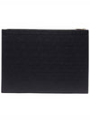 Pebble Grain Leather Large Zipper Laptop Holder Black - THOM BROWNE - BALAAN 5