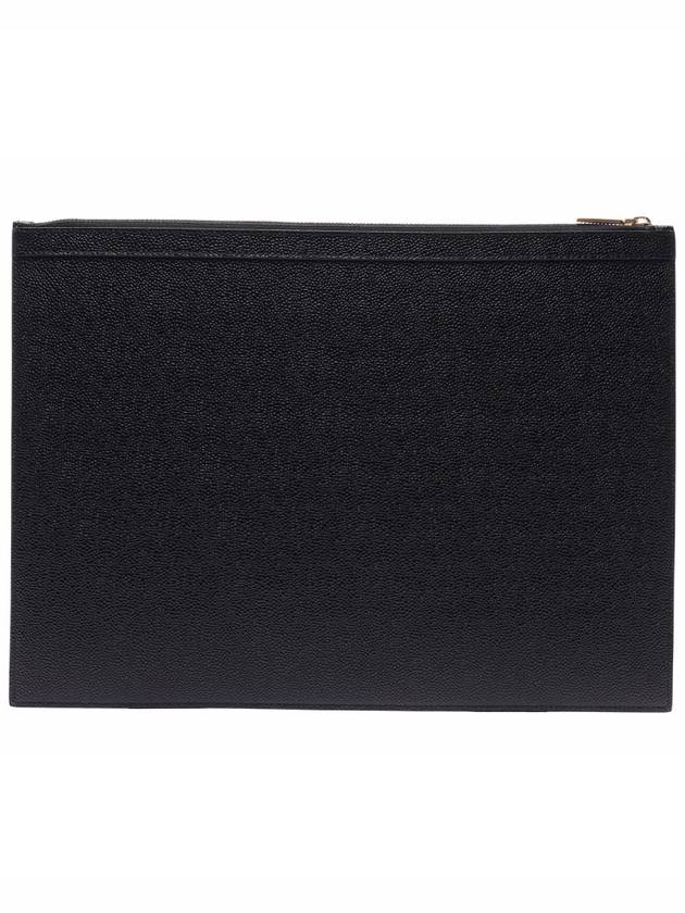 Pebble Grain Leather Large Zipper Laptop Holder Black - THOM BROWNE - BALAAN 5