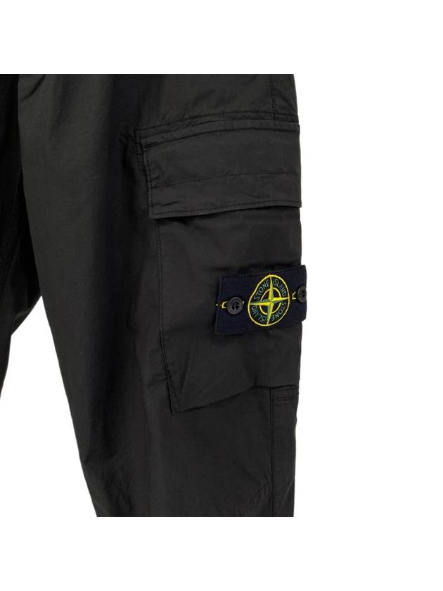 Stretch Cotton Tela Paracadute Cargo Straight Pants Black - STONE ISLAND - BALAAN 4