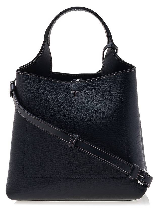 Logo Mini Leather Tote Bag Black - TOD'S - BALAAN 4