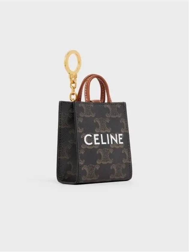 Triomphe Canvas Calfskin Micro Vertical Cabas Key Holder Tan - CELINE - BALAAN 4