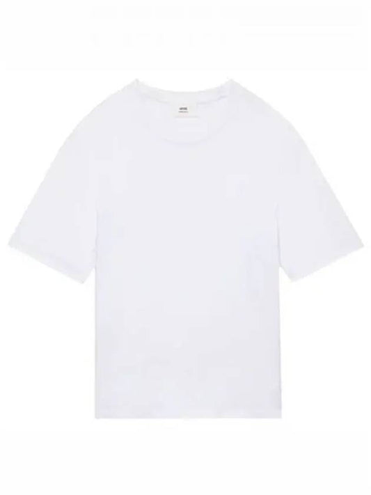 Big Heart Logo Oversized Short Sleeve T-Shirt White - AMI - BALAAN 2