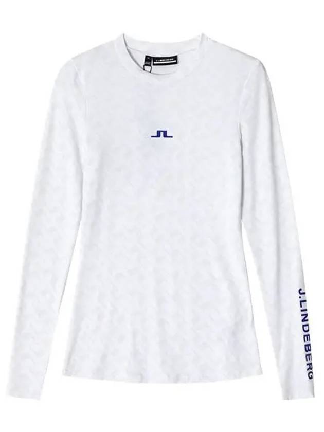 Tekla Print Bridge Crew Neck Long Sleeve T-Shirt White - J.LINDEBERG - BALAAN 1