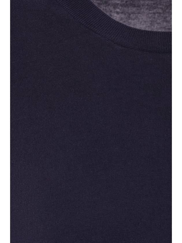 Plain Cotton Knit Top Navy - BRUNELLO CUCINELLI - BALAAN 5