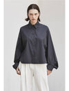 button sleeve crop shirtCHARCOAL - ARIFF - BALAAN 2