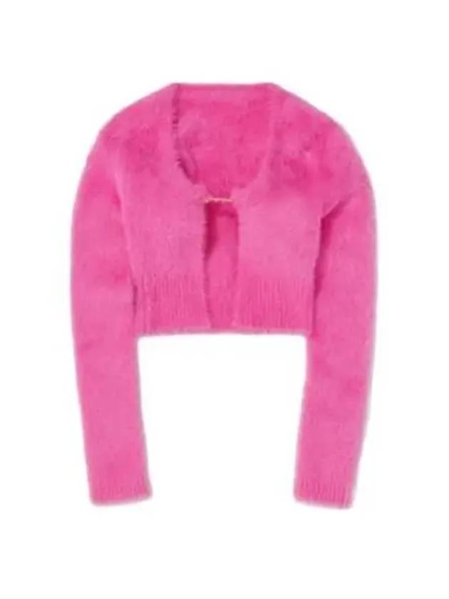 Jacquemus Women s Logo Steel Fluffy Open Crop Cardigan Pink Purple 223KN010 2380 - JACQUEMUS - BALAAN 1