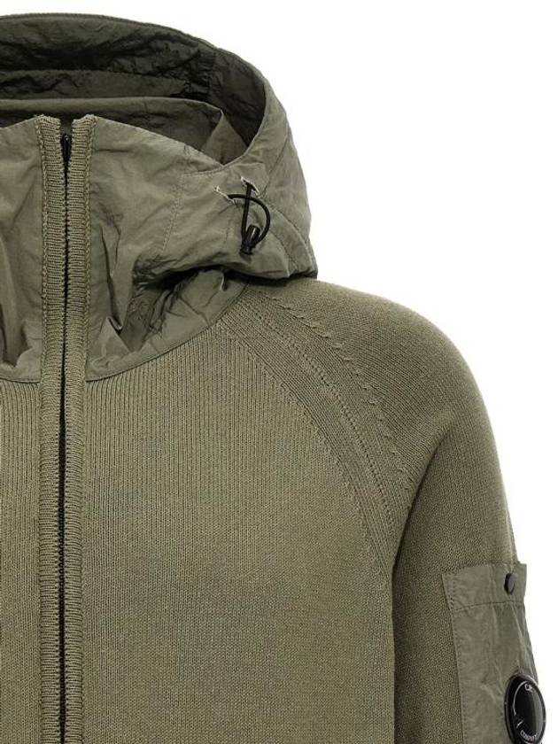 Cotton Mixed Knit Hooded Jacket Green - CP COMPANY - BALAAN 4