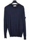 Logo Patch Round Neck Knit Top Navy - STONE ISLAND - BALAAN 2