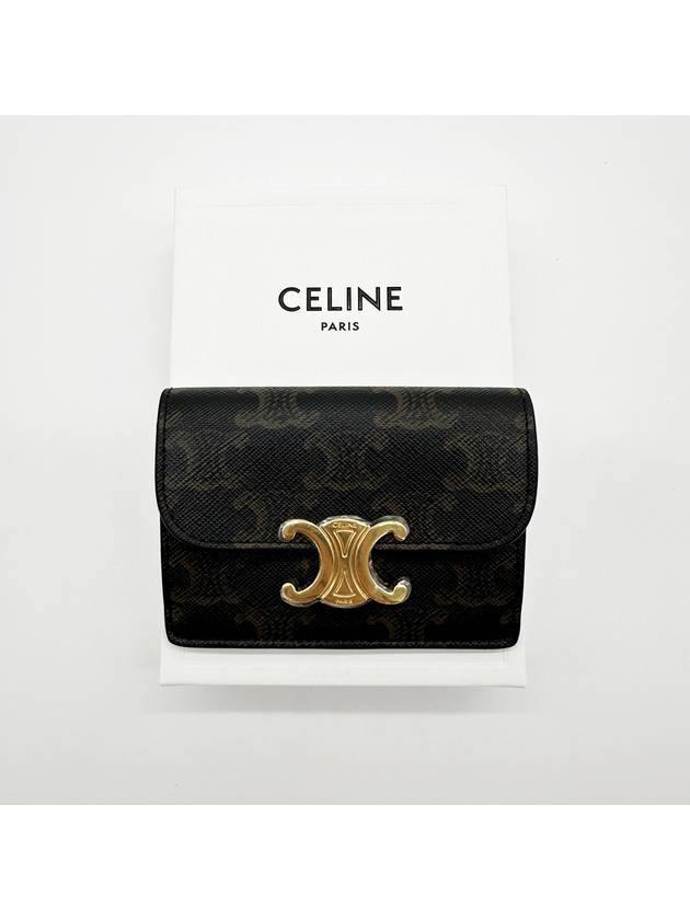 Triomphe Canvas Flap Card Holder Tan Brown - CELINE - BALAAN 2