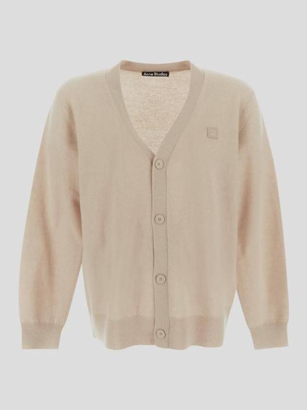 Face Logo Applique Wool Cardigan Beige - ACNE STUDIOS - BALAAN 2