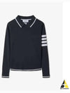 Women's Tipping Jersey Viscose Polo Shirt Navy - THOM BROWNE - BALAAN 2