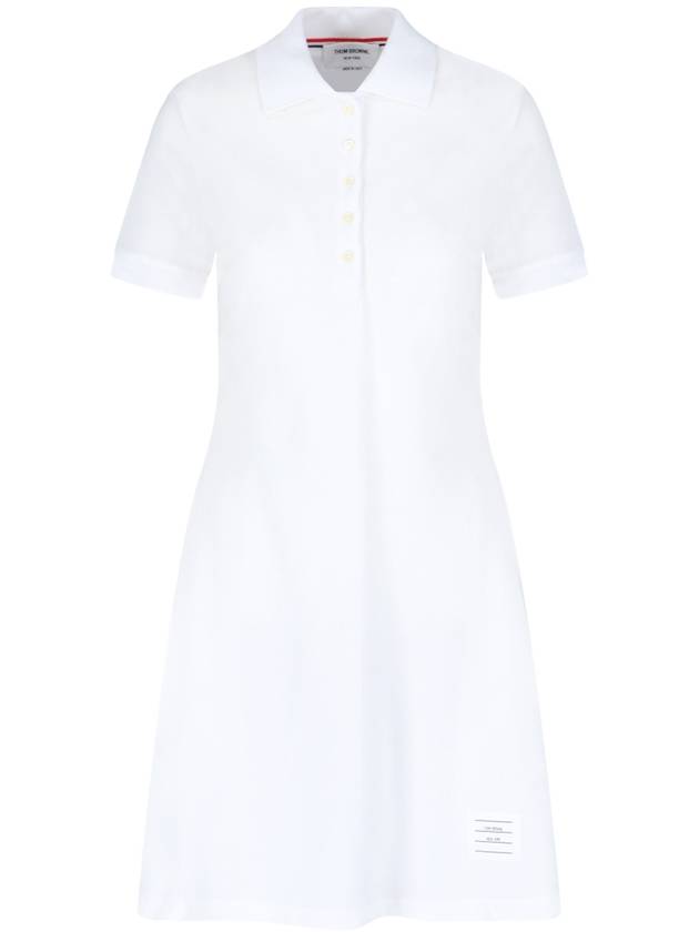 Women's Logo Patch Tennis Flare Short Dress White - THOM BROWNE - BALAAN 2