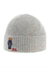 Embroidered Denim Bear Wool Beanie Grey - POLO RALPH LAUREN - BALAAN 2