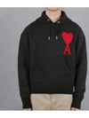 Big Heart Logo Wool Hoodie Black - AMI - BALAAN 2