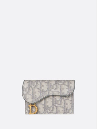 Saddle Flap Card Holder Grey  Oblique Jacquard - DIOR - BALAAN 2