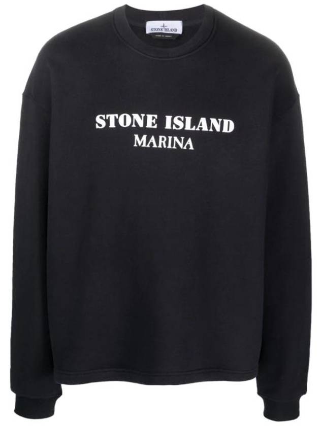 Marina Oversized Cotton Sweatshirt Navy - STONE ISLAND - BALAAN 2