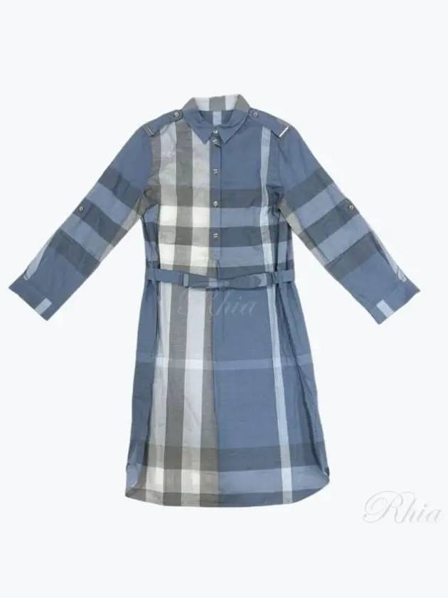 Women's Kelsey Check Shirt Midi Dress Blue - BURBERRY - BALAAN 2